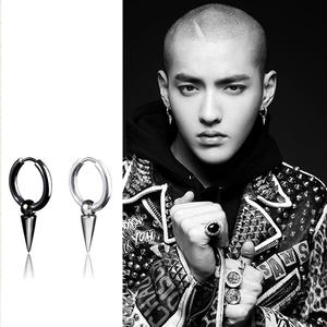 Stainless Steel Spike <b>Earring</b> <b>Clips</b> Unisex Daily Wear Piercing Jewelry 8mm Round Hoop With Cone Stud - Product Image 4