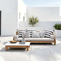 Canapé d'extérieur de style marocain en teck pour cour, combinaison de fauteuils de jardin pour villa, fauteuil de massage, canapé en cuir