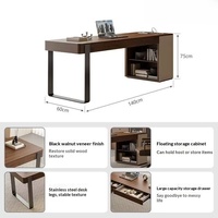 Bureau d'étude minimaliste italien, bureau à domicile, style moderne de luxe, couleur ébène, bois massif haut de gamme, ordinateur