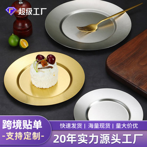304 Stainless Steel Round Plate Deep Shallow For Barbecue Snacks Cold Dishes Hot Pot <b>BBQ</b> Hotel Meals Microwave Safe - Product Image 3