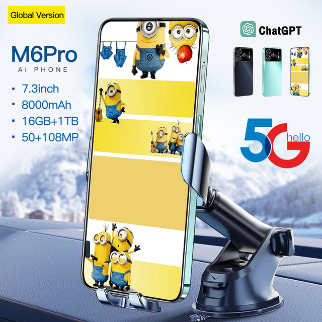 AI M6 Pro Smartphone 5G Android 15 Deca Core 7.3 Inch 16GB 1TB 8000mAh Energy Tank CDMA Gaming IMEI Wholesale OEM