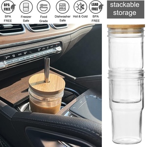 <span class=keywords><strong>Verre</strong></span> à boire en <span class=keywords><strong>verre</strong></span> borosilicate de haute qualité, style Mason, grand format, avec couvercle en bambou et paille, 24OZ 720ML - Product Image 6