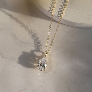 LZN04 RINNTIN pequeño colgante collar joyería personalizada collar 925 Plata gota de agua 8A Premium Cubic Zirconia collares - Product Image 4