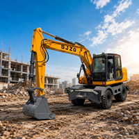 Excavator Roda CE EPA 14.2 Ton, Mesin Penggali Hidrolik Mobile dengan Bucket 0.6m3, Excavator Beroda dengan Mesin Cummins 93kW untuk Dijual