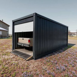 Nouveau <span class=keywords><strong>design</strong></span> de <span class=keywords><strong>garage</strong></span> préfabriqué durable avec structure en acier renforcé et porte enroulable – Maison modulaire - Product Image 1