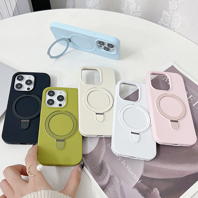 Silicone Kickstand Covers for iPhone 16 Phone case Metal Silicone Magnetic case for iPhone 16 15 Pro Max Shockproof Convenient