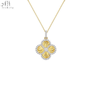Fabricante de Joyería Fina de Alta Calidad al por Mayor, Exporta Joyería de Oro Amarillo Sólido de 14K, Colgante de Trébol de Cuatro Hojas con Diamante Natural - Product Image 3