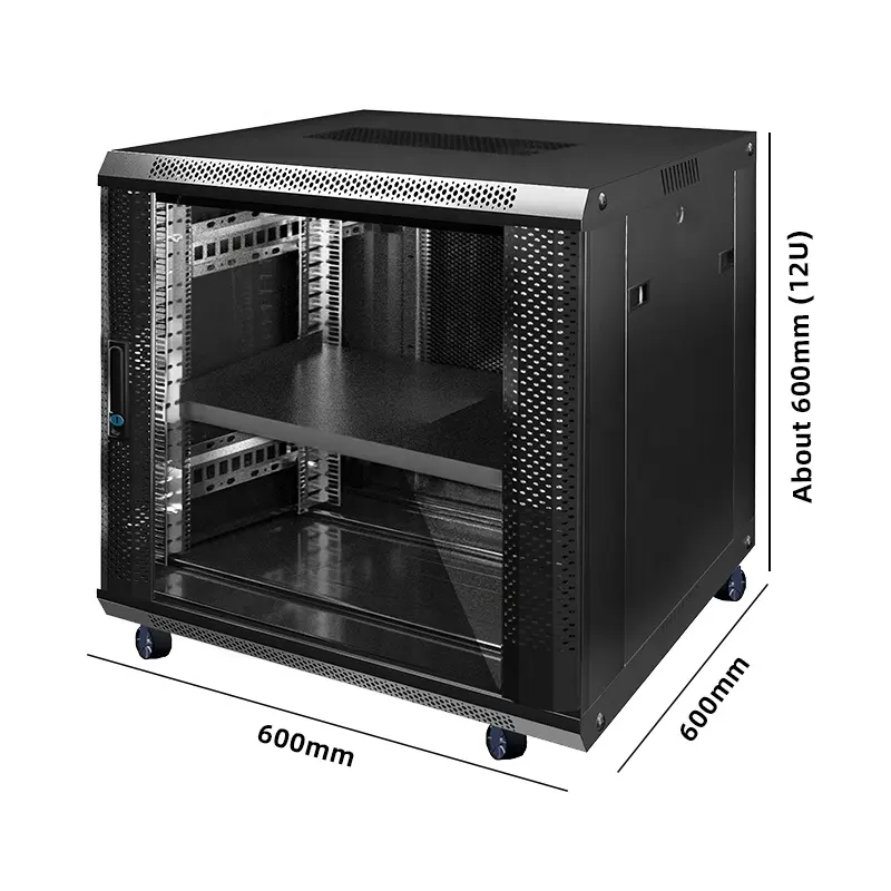 Custom 12u Vloerstaande 19Inch Server Rack Kast 42u Muurbevestiging Netwerkkast Oem Odm 600*600 Datacenter 15u-18u Capaciteit