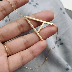 MECYLIFE-Collar con Inicial de Gran Tamaño Lateral de Acero Inoxidable, Collar con Alfabeto Rosa Grande, Regalo Personalizado - Product Image 4