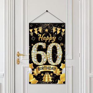 Striscione Personalizzato 'Buon Compleanno' da Appendere alla Porta, Banner Nero per Feste di Compleanno, Decorazione per Portico e Parete - Product Image 4
