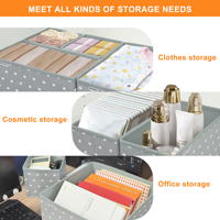 12 pièces gris tissu tiroirs motif étoile pliable sous-vêtements stockage vêtements organisateur chambre en plastique métal usage domestique