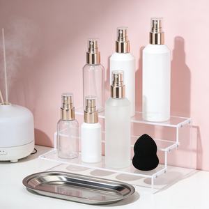 Botella de Spray de Plástico PET Esmerilado Transparente con Cabeza Dosificadora Dorada para Limpiador Facial y Loción, 30ml/60ml/100ml/150ml/200ml, Impresión Serigráfica - Product Image 2