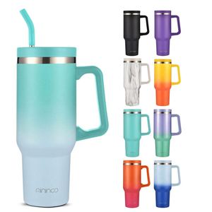 40oz Stainless Steel Tumbler Vacuum Insulated With Handle <b>Straw</b> for Car Large Capacity Double Wall Ice Mac <b>Cup</b> - Product Image 1
