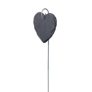 Étiquettes de plantes en ardoise en forme de cœur de style naturel moderne de 16 pouces suspendues à une tige en métal en acier inoxydable - Product Image 1