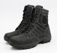 Bottes de combat en cuir véritable noir à la cheville allemande Desert Jungle Tactical avec fonction antidérapante