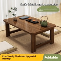 Table basse pliante moderne avec design fenêtre flottante pour balcon et rebord de fenêtre, cadre en bois, confort à bas niveau