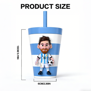 ZREGGUR Venta al por mayor <span class=keywords><strong>Taza</strong></span> térmica de acero inoxidable de doble pared de 12 oz con diseño de <span class=keywords><strong>Messi</strong></span>, con pajita, sin BPA, aislamiento de 6-12 horas - Product Image 3