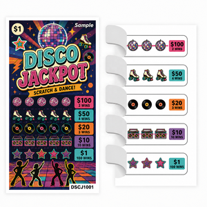 Vente en gros directe usine : Carte à languette découpée sur mesure, thème disco, avec impression offset et cinq fenêtres - Product Image 1