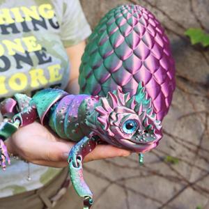 FUSEJOY3D Ensemble d'œufs de lézard imprimés en 3D avec articulations mobiles, ornements mignons, animaux de compagnie de bureau adorables, jouets créatifs - Product Image 3