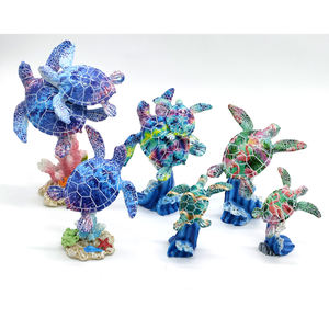 Commercio all'ingrosso stampa trasferimento acqua gatto turco teschio gufo cammello tartaruga statuetta decorativa in resina blu statua malocchio - Product Image 2