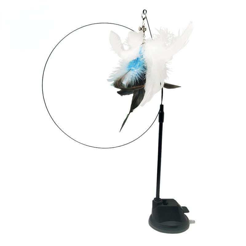 white and blue feather +suction cup +rod