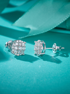 <span class=keywords><strong>Orecchini</strong></span> a lobo in <span class=keywords><strong>argento</strong></span> sterling 925 con moissanite VVS colore D e diamanti da laboratorio, stile vintage ghiacciato, per uomo e <span class=keywords><strong>donna</strong></span> - Product Image 3