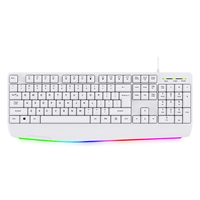 Clavier de jeu standard noir et blanc OEM d'usine, 104 touches, taille standard, rétroéclairage LED, clavier filaire USB pour bureau