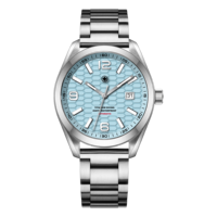 Montre de plongée mécanique professionnelle pour homme 43 mm en titane avec verre saphir, étanche 20 bars, bracelet en cuir avec logo personnalisé