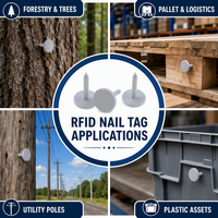 Étiquette RFID UHF 860-960 MHz à clou, étanche, passive, pour suivi des arbres et gestion forestière