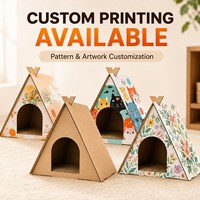 Tente-lit pour chaton en carton ondulé imprimé sur mesure, mobilier d'intérieur pour animaux, maison pour chat, griffoir