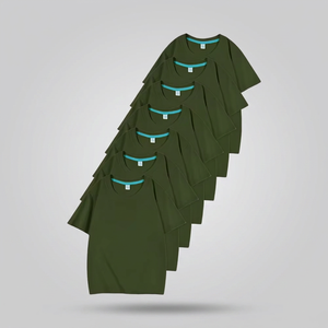 T-shirts à manches courtes col rond couleur unie en tissu jersey vert style décontracté pour filles et garçons, collection printemps-été, fabriqués au Bangladesh - Product Image 1