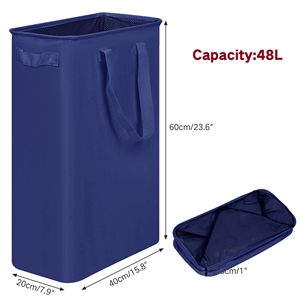 Wholesale Slim Laundry <b>Hamper</b> with Adjustable Long Handles 48L <b>Small</b> Laundry Baskets with Mesh Top - Product Image 3