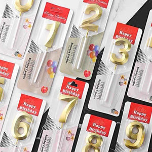 شموع على شكل بالونات الهيليوم باللونين الأزرق والذهبي من الشركات المصنعة للشموع، شموع رقمية للكعك - Product Image 6