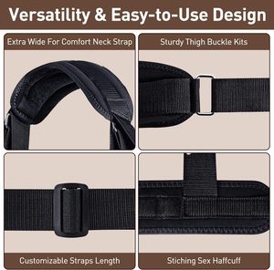 Juego de Bondage BDsm para mujeres, parejas, sujeción de cuero, Juguetes sexuales de encuadernación erótica, correas de pierna divididas forzadas, ataduras de muñeca para el cuello SM - Product Image 6