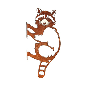 Metal Raccoon Animal Shape Garden Ornament Outdoor Decor Weather Resistant Painted Finish Deck Mount - Product Image 4