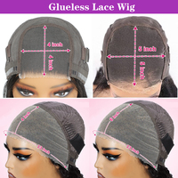 Rambut Manusia Asli Remy Keriting 13x4 Tanpa Lem untuk Wig Lace Front HD Kamboja Tanpa Proses, Kepadatan 210%