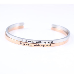 Nuovo Bracciale Personalizzato in Acciaio Inox a Forma di C con Frase Ispirazionale Incisa, Messaggio, Nome o Lettera - Product Image 5
