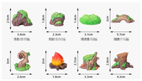 Accessoires de jardin miniature en résine : chaise, arbre, champignon, souche, herbe, feu de camp, pierre, maison artificielle, figurine