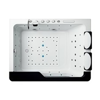 Bain à remous intérieur Aquaspring pour 1 à 2 personnes, baignoire en acrylique blanche, bain à remous avec cascade, jacuzzi, bain de massage avec éclairage LED