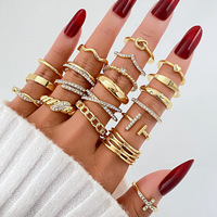 Novirassine – Ensemble de bagues empilables plaquées or 18 carats pour femme, motif rose, pour mariage, alliance éternité, bijoux de mode quotidiens