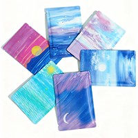 Sachets en aluminium Mylar à scellage thermique plat à trois côtés, motif ciel et océan aquarelle rêveuse, pour emballage de bijoux, cadeaux et échantillons