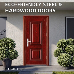 Portes modernes écologiques en bois dur à grain naturel, portes en acier fabriquées avec précision, finition lisse pour une utilisation en jardin - Product Image 3