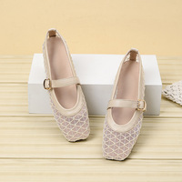 Sandales plates Mary Jane rétro ajourées respirantes couleur unie pour femmes, chaussures simples toutes saisons, expédition en 7 jours