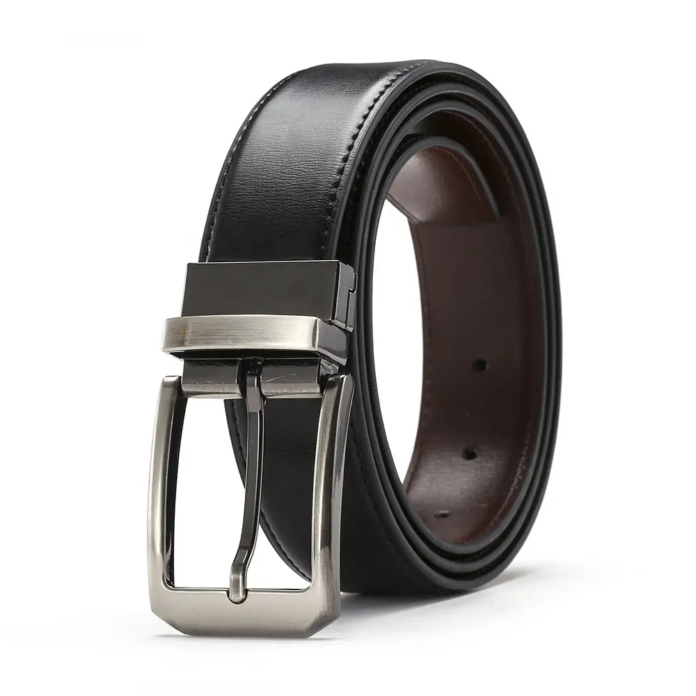 Cross-border Amazon Men's Rotating Pin Buckle Cowhide Men's Two-sided Leather Multi-Purpose Belt