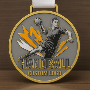 निर्माता थोक बिक्री कस्टम धातु गोल्ड हैंडबॉल ट्राफियां और लीग नरम तामचीनी लोगो ने बच्चों को पदक दिया - Product Image 3