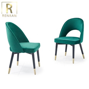 Foshan mobili laccato nero gambe in legno massello con dorato ottone velluto di lusso elegante sala da pranzo sedia - Product Image 4