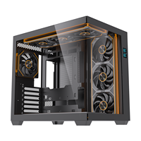 Lovingcool Casing komputer Gaming ATX, sarung HP Tempered Glass ganda dengan layar Digital pabrik PC Gaming