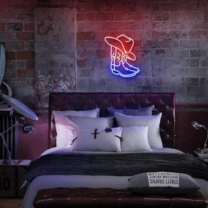 Enseigne néon LED en forme de botte de cowboy et chapeau de cowboy pour décoration murale, style western, pour bar ou salle de jeux masculin - Product Image 6