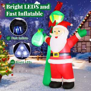 GOOSH 8,2 FT Inflables navideños Papá Noel Fiesta exterior e interior Jardín Césped Decoración con faro verde y LED incorporados - Product Image 3