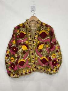 Suzani Boho Coat Ethnic Luxury Outerwear Indian Suzani Embroidery <b>Velvet</b> <b>Jacket</b> Unisex Spring <b>Jacket</b> for Fashion Lovers - Product Image 6